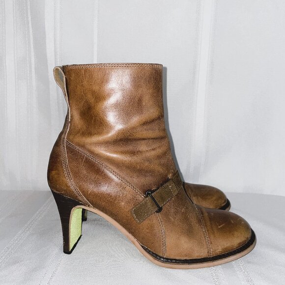 DIESEL "Rita" Women's Brown Leather Ankle Boots Size 9.5 Distressed Look - Picture 1 of 8